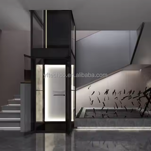 Grosir Lift Lift dometik 2-4 lantai Modern PVC penumpang Lift untuk rumah perumahan AC Gearless Mall - Product Image 4