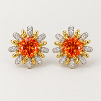 Bague en Or Orange Fanta Cultivée en Laboratoire Personnalisée avec Halo Floral – Fabricant de Bijoux Fins OEM ODM Marque Privée Vente en Gros