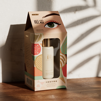 Emballage cosmétique pour crème contour des yeux en carton ondulé violet avec logo personnalisé, gaufrage à chaud doré, doublure en éponge, auto-érection