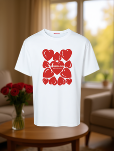 T-shirt da donna con scollo rotondo, manica corta, motivo a cuore, vestibilità ampia, casual, per tutte le stagioni, top in jersey stampato, materiale confortevole - Product Image 2