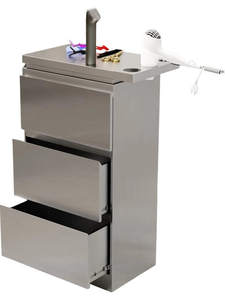 Armoire à outils en acier inoxydable pour salon de coiffure et barbier avec roulettes - Mobilier de salon commercial - Product Image 5