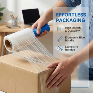 Stretch <b>Wrap</b> <b>for</b> Moving Heavy Duty Clear High Gloss Plastic <b>Wrap</b> Handles Reinforced Grade Packing Shipping <b>Pallet</b> Furniture - Product Image 3