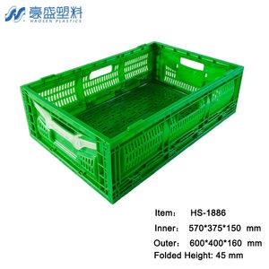 กล่องพลาสติกพับได้แบบตาข่ายพิมพ์โลโก้ได้ วางซ้อนกันได้ ราคาโรงงานที่ดีที่สุดสำหรับการสั่งซื้อจำนวนมาก - Product Image 4