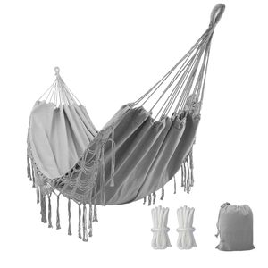 Comfortable & Elegant <b>Hammock</b> with Tassels, Carry Bag, Carabiners & Tree-friendly Straps, Max 400 LBS, for Indoor & Outdoor - Product Image 3