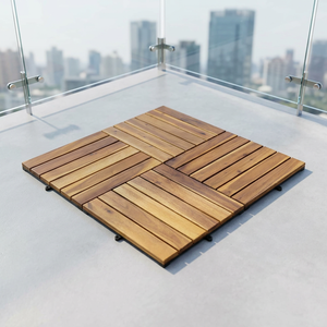 Baldosas de Madera de Acacia MPS de Diseño Moderno, Lisas, de 12 mm, Ecológicas, para Exteriores, con 6 Listones Encastrables, Acabado Natural, Decoración del Hogar, 1 Año de Garantía - Product Image 3