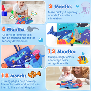 Libros <span class=keywords><strong>de</strong></span> Tela para Bebés con Texturas para Tocar y Sentir, Libros <span class=keywords><strong>de</strong></span> Aprendizaje Educativos, Libros Sensoriales Suaves - Product Image 3