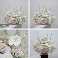 DKB Wholesale - Décoration de couloirs de fleurs roses et blanches de 80 cm, arrangement de fleurs en soie au toucher réel pour mariage, anniversaire, fête