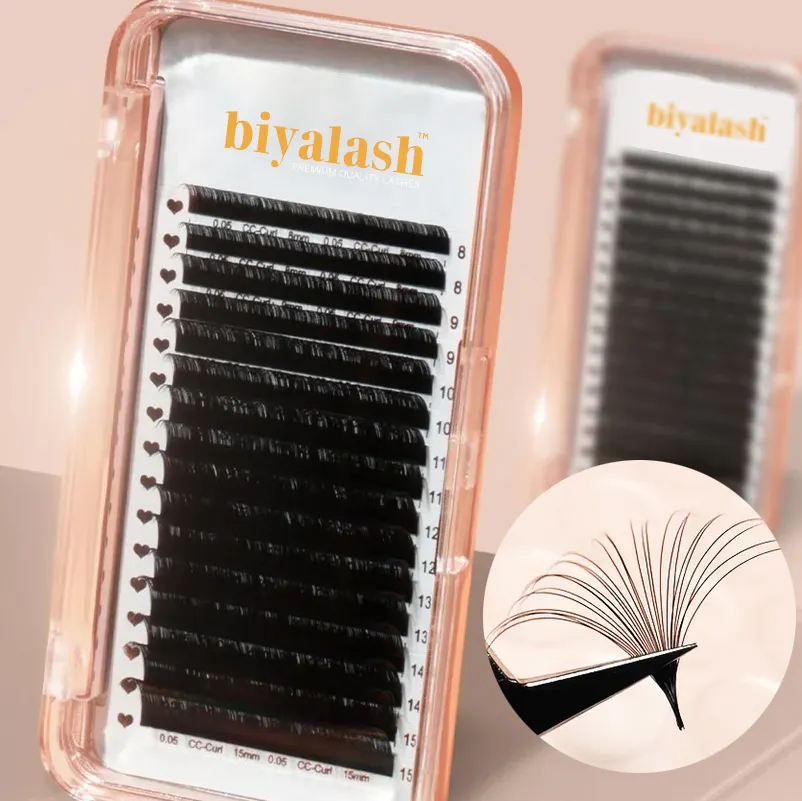 Eyelash Extension 2023 New Arrivals Easy Fan Cashmere Volume Lashes Korean Silk Eyelashes 2mm Tape Individual Eyelashes