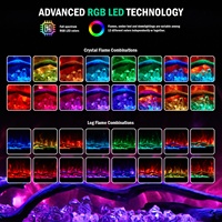 Cheminée électrique moderne à foyer profond à 3 faces, chauffage LED 7 couleurs RVB, 750/1500W, 33-100 pouces, certifiée