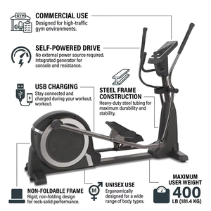 Eco Friendly Unisex Front Drive Elliptical Machine Magnetic Resistance Steel Frame LCD Monitor Commercial Indoor <b>Cardio</b> Workout - Product Image 3