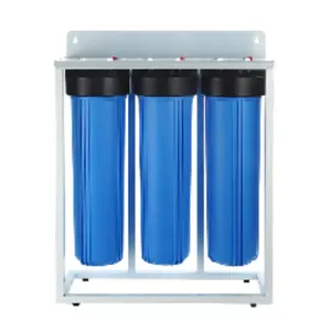 Grand boîtier de filtre à eau bleu de haute qualité OEM 3 étages 20 pouces grand boîtier bleu avec cadre