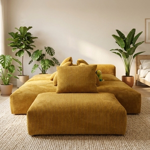 Ensemble modulaire sectionnel moderne en velours côtelé large côtelé, garni d'éponge, compressé sous vide, pour la mer (vente en gros) - Product Image 1