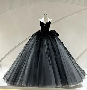 ชุดราตรีสีดำไล่เฉดแบบ Spjy005 สำหรับงาน Quinceanera  ตกแต่งระบายเป็นชั้นๆ ด้วยผ้าทูลล์วิบวับ ประดับด้วยลายดอกไม้  ชุดราตรีสำหรับงานพรอม  Jancember - Product Image 6