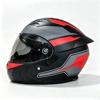 Casque de moto modulable ZoomLon, certifié DOT, en ABS, avec feu arrière LED, double visière et fixation rapide
