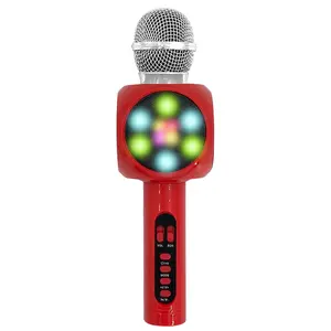 Müzik şarkı oyun kablosuz hoparlör Led ışık Mini şarkı Karaoke mikrofon