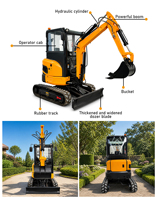 Mini-excavatrice d'occasion 3,5 tonnes avec moteur EPA pour travaux agricoles et de terrassement