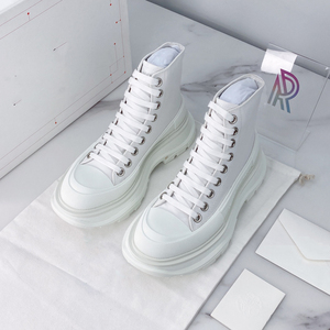 รองเท้าผ้าใบหุ้มข้อสูงคุณภาพเยี่ยมสำหรับผู้ชายและผู้หญิง หนังแท้ สไตล์ลำลอง พื้นเรียบ เหมาะกับทุกฤดูกาล ทันสมัย - Product Image 6