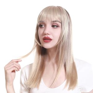 Venta al por mayor 8 pulgadas limpio Romo Clip frontal flequillo <span class=keywords><strong>corto</strong></span> Natural <span class=keywords><strong>Postizos</strong></span> grueso <span class=keywords><strong>pelo</strong></span> sintético liso con estilos de flecos - Product Image 3