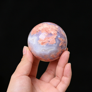 High Quality Polishing <b>Crystal</b> Sphere Natural Pink Flower Agate Sphere <b>Ball</b> for Fengshui Decoration - Product Image 4