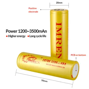 بطارية IMREN 20700 بطارية 3200mah 40A متوفرة في المخزون الأمريكي 3.7v 3.6v خلية ليثيوم أيون قابلة لإعادة الشحن inr20700 أسطوانية ثلاثية