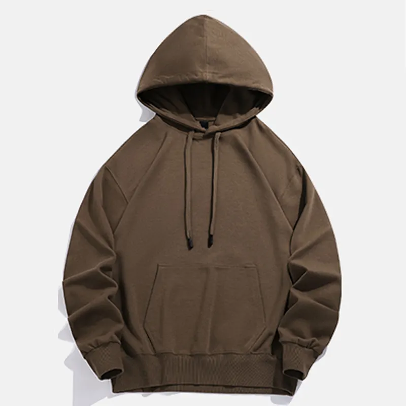 Pull Unisexe Haute Qualité Marque Privée Épais Blanc Coton Organique Lourd 500Gsm 500 Gsm 600Gsm Drop Shoulder Brown Hoodies