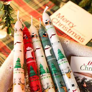 Wholesales 10 Inches Long Christmas Green <b>Red</b> Printed <b>Candle</b> for Festival Party, <b>Candle</b> Sticks Christmas Decorated <b>Candles</b> - Product Image 3