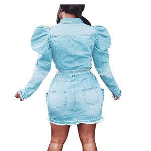 2020 dames printemps Outwear à manches longues femmes vêtements <span class=keywords><strong>Plus</strong></span> la taille <span class=keywords><strong>midi</strong></span> femmes Jeans veste en jean manteau - Product Image 4