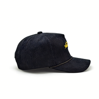Casquette de baseball unisexe personnalisée de haute qualité, style sportif et formel, 5 panneaux, en velours/corduroy, avec visière courbée, motif à pois, style Dad Hat, avec détails métalliques
