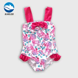 Private Label Factory OEM Lovely Little Baby Sublimation Girls Toddler Bikini One piece Swimsuit Beachwear Swimwear For Children
