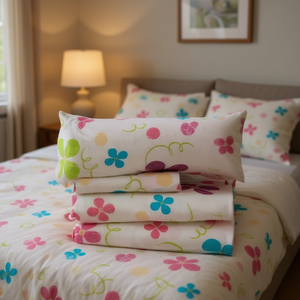 Ensemble de draps en flanelle de printemps, taille king, imprimé floral, 100% coton, literie pour usage domestique - Product Image 2