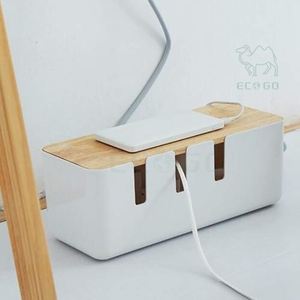 Máy tính để bàn công cụ dây dây tổ chức tre lưu trữ bằng gỗ hộp Thùng hình chữ nhật tùy chỉnh màu sắc quản lý cáp - Product Image 5