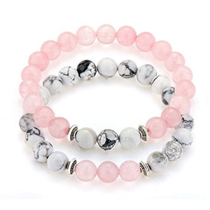 2020 Hot Handmade Del Braccialetto Del <span class=keywords><strong>Quarzo</strong></span> Set w Importato Pino Bianco <span class=keywords><strong>Rosa</strong></span> Della Pietra Preziosa Naturale Perline di Pietra Braccialetto - Product Image 3
