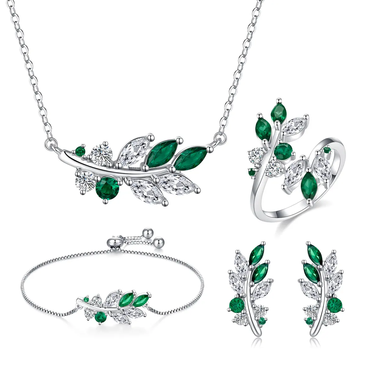 CDE S-YN1022 2023 hợp thời trang đồ trang sức bạc 925 Sterling bạc trang sức đặt joyas de plata lá vòng cổ thiết lập có thể điều chỉnh Nhẫn