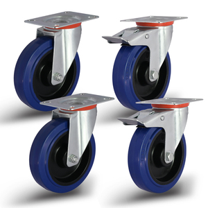 Industrielle Trolley-Rollen aus Weichgummi, mittelschwere, feststellbare, verzinkte Eisenrollen, 4 Zoll, geräuscharm - Product Image 1