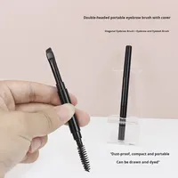 Kuas Makeup Mata Profesional HMU Dua Sisi dengan Bulu Sintetis dan Gagang ABS - Kuas Pensil Alis & Eyeliner Berkualitas Tinggi