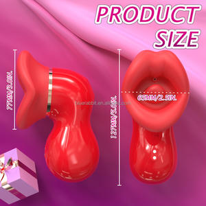 Grosir Vibrator dewasa 3-in-1 desain bibir merah baru mengisap lidah tusukan Stimulator klitoris - Product Image 3