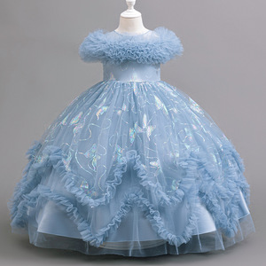 Da ragazza soffice farfalla di garza stampa a caldo splendido abito da principessa elegante per festa di compleanno - Product Image 2