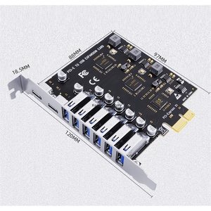 Carte USB 3.2 PCIe X1 vers USB Gen1 5 Gbps 8 ports (6 USB A + 2 Type C) avec puce VL805+NEC720210, adaptateur convertisseur, extension, répartiteur PCIe - Product Image 6
