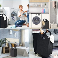 Panier à linge pliable en feutre de grande capacité 80 L avec poignée