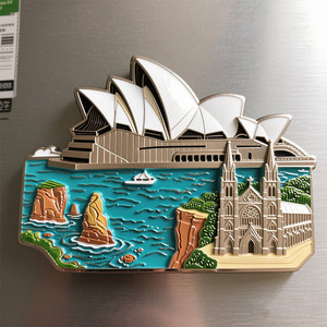 Máy làm nam châm tủ lạnh bằng kim loại thiết kế Art Deco có logo tùy chỉnh, kèm nhãn dán hình dạng tùy chỉnh làm quà lưu niệm trang trí nhà cửa & quà tặng du lịch - Product Image 1