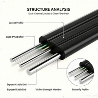 Cable de Fibra Óptica FTTH de 4 Hilos, Cable de Fibra Óptica de 1 km/rollo, Cable de Fibra Óptica Tipo Arco para Redes CCTV, Ingeniería en Exteriores