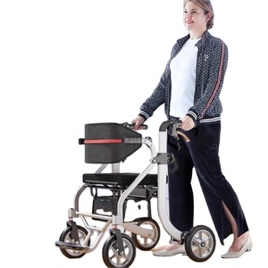 Pieghevole sedia a rotelle in alluminio leggero rotolamento Rollator Walker per adulti anziani anziani con sedile - Product Image 2