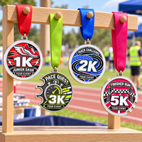 Medali Maraton & Lari Warna Cerah Kustom Penghargaan Finisher Lomba Junior 1K 2K 3K 5K Produsen Medali OEM ODM