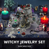 Usine de bijoux ODM OEM, petite série, logo personnalisé, bijoux gothiques, punk, en alliage, coffret cadeau, collier, boucles d'oreilles, bague, bracelet pour femme