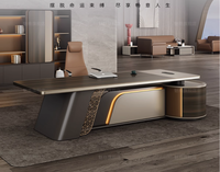 Bureau de Direction Luxueux 2024 avec Lumière LED, Table de Bureau Haut de Gamme pour Cadre et Manager, Forme en L