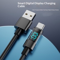 Kabel USB C 100W Tipe C Kabel Pengisian Cepat PD dengan Layar LCD Digital Kabel Pengisian Data USB C ke C