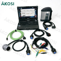 Laptop V110 + Multiplexor OBD2 MB Star SD Connect C4 y Función WIFI DOIP para Diagnóstico de Autos y Camiones 12V y 24V