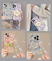 Coque de téléphone personnalisée avec peinture mignonne de poupées, couverture souple avec chaîne de lanière pour iPhone 15 PLUS 16 14 13 12 11 17Pro Max