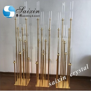 Saixin Wedding Decoration <strong>Tall</strong> <strong>Candle</strong> Stand 9 Arms Gold Metal Candelabra - Product Image 3
