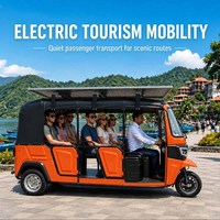 Tricycle Électrique Avancé à Énergie Solaire pour Transport de Passagers, Type Rickshaw, Mini-Bus Keke, Tuk Tuk à 3 Roues avec Siège Passager et Toit